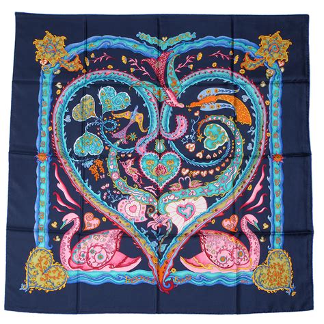 HERMES Silk De Tout Coeur Scarf 90 